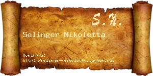 Selinger Nikoletta névjegykártya